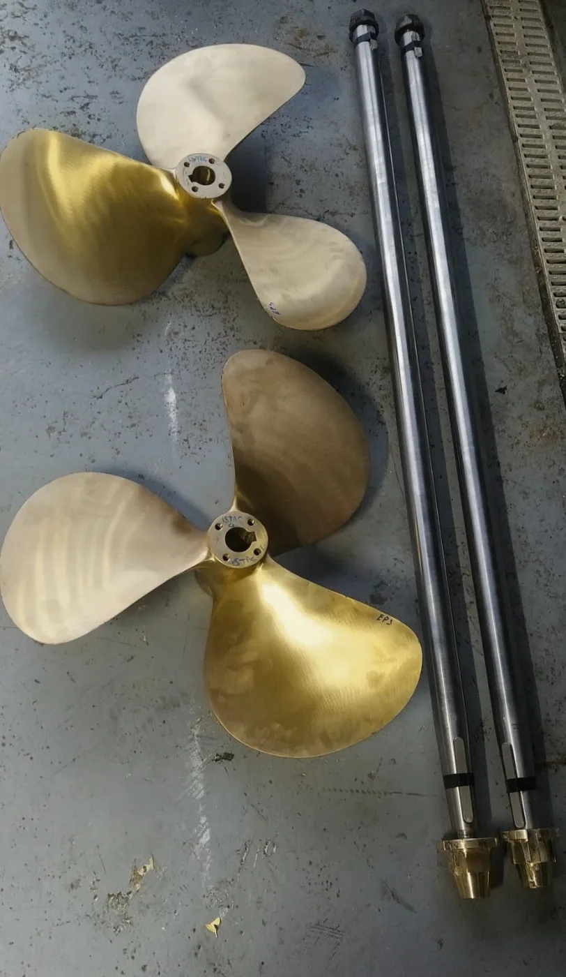 Serviced boat propellers and propeller shafts