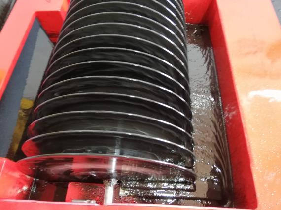 Ruby Oil Skimmer disc module close-up - rotating disc skimmer head